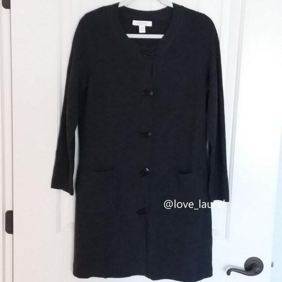 Ellen Tracy Long Button Front Wool Blend Cardigan Coat Gray Size 1X - Picture 8 of 8